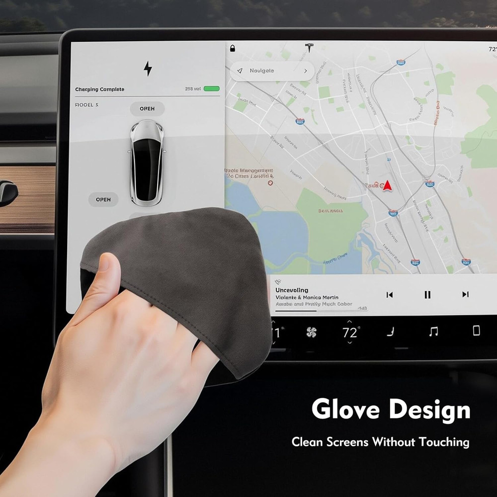 Car Screen Cleaner Pad with Acrylic Storage Box - Microfiber Touchscreen Cleanin