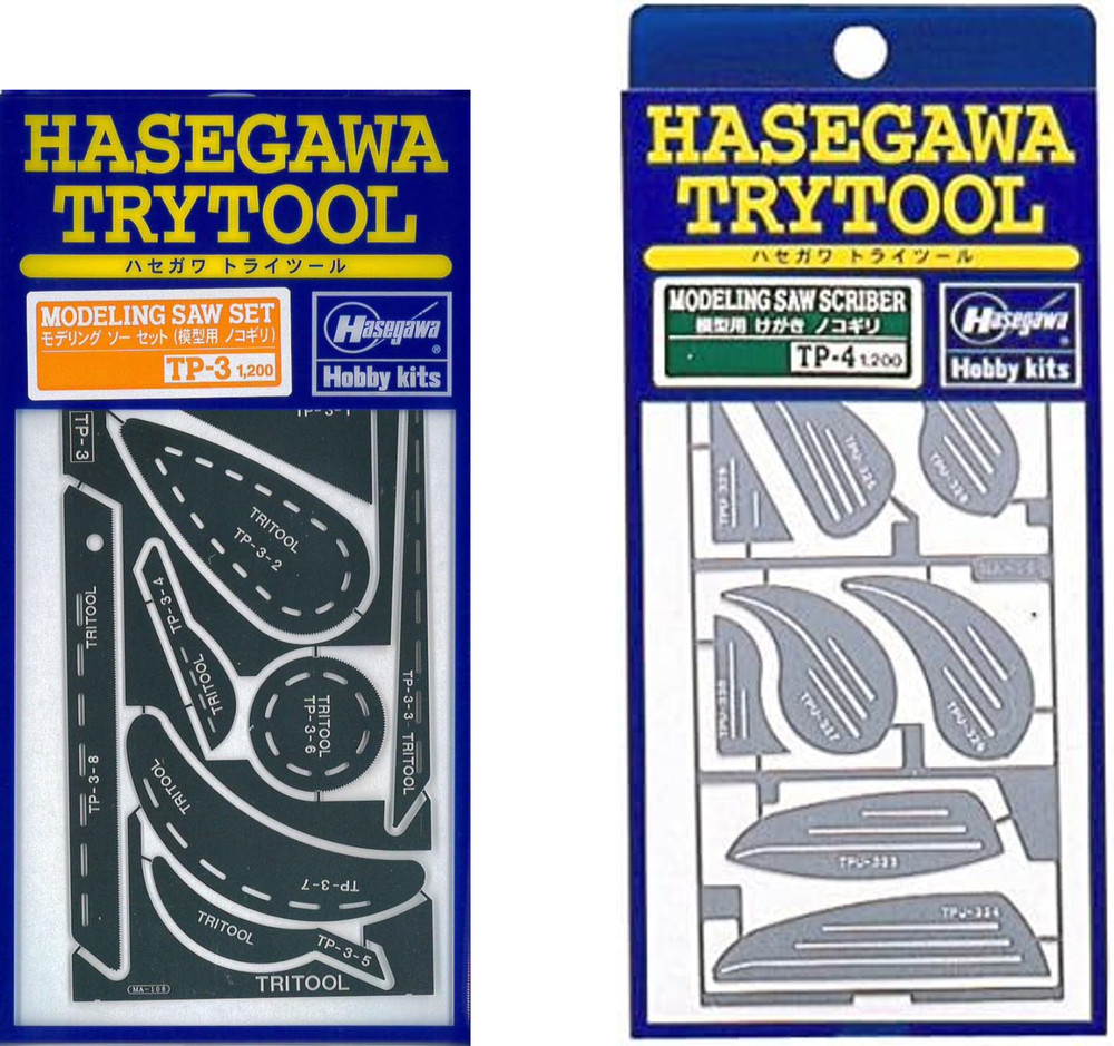 Hasegawa Trytool Modeling Saw / Scriber Set TP3 TP4, Photo-etched Micro Saws