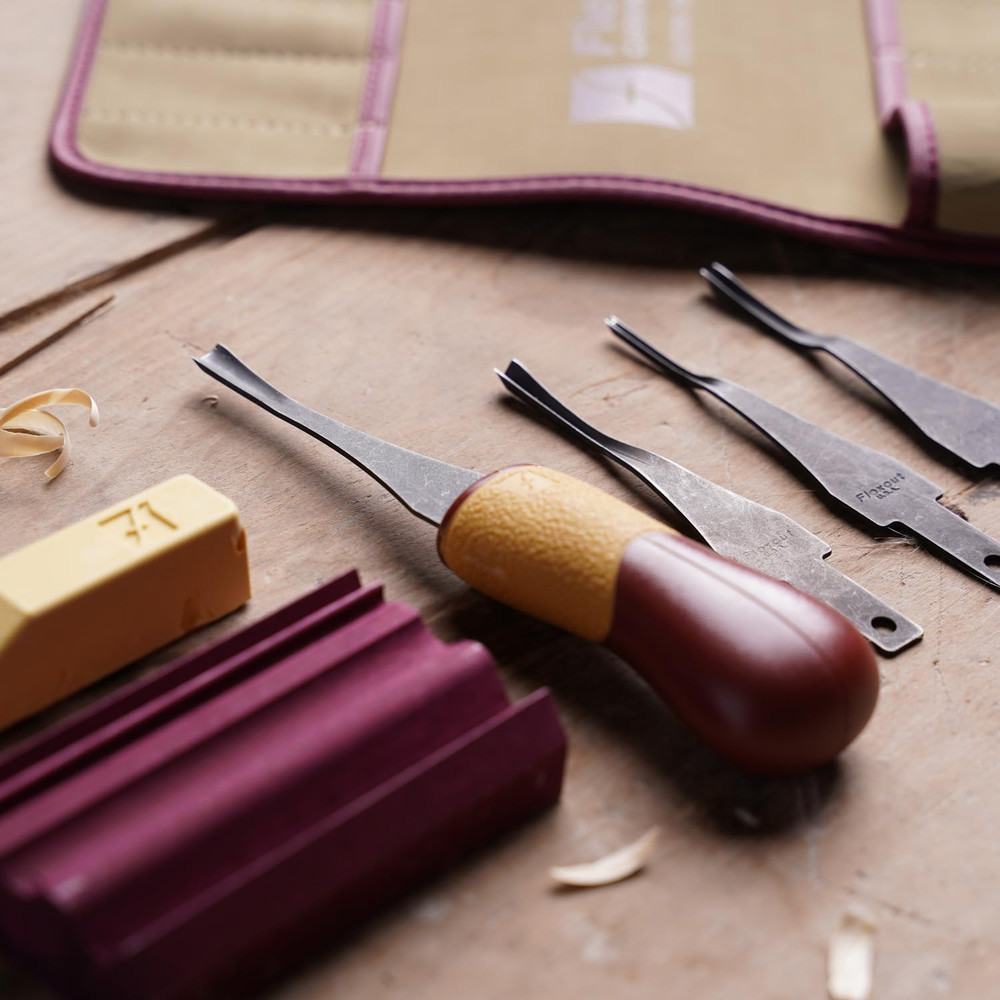 Carving Tools, Printmaking Set, 4 Carving Blades and Quick-Connect ABS Handle