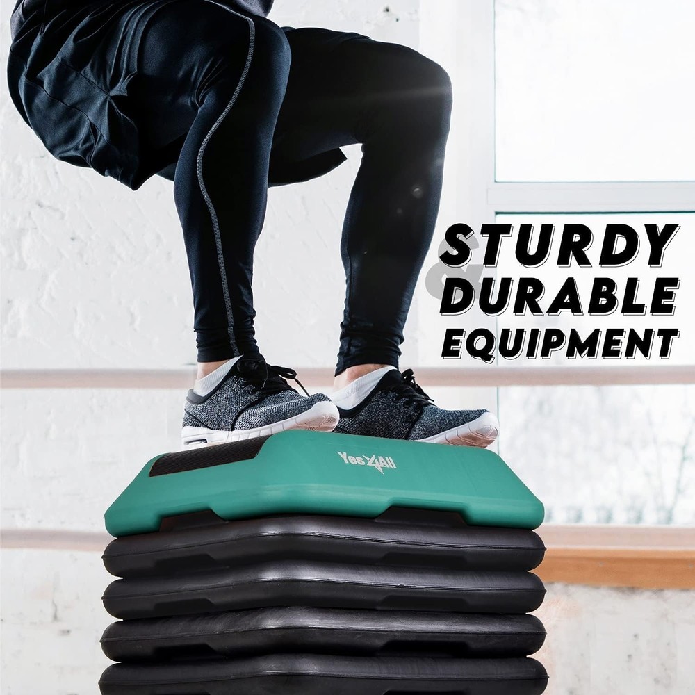 Yes4All High Arobic Step Platform & Stackable Risers - Adjustable 4"/6"/8"/10...