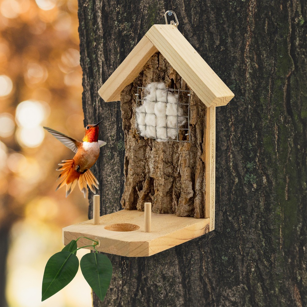 Backyard Hummingbird Nester; Rustic Handmade Hummingbird Nest Builder