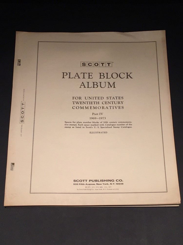 Scott Plate Block Commemorative Album Pages Quad Drilled Part 4-1969-1973
