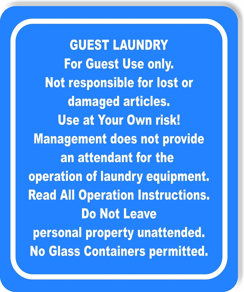 guest laundry rules blue Aluminum Composite Sign