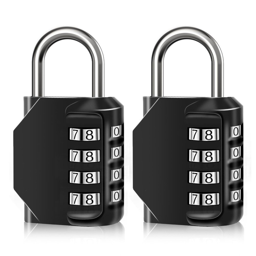 2PCS Combination Lock Waterproof 4 Digit Padlocks with Combination Code Zinc
