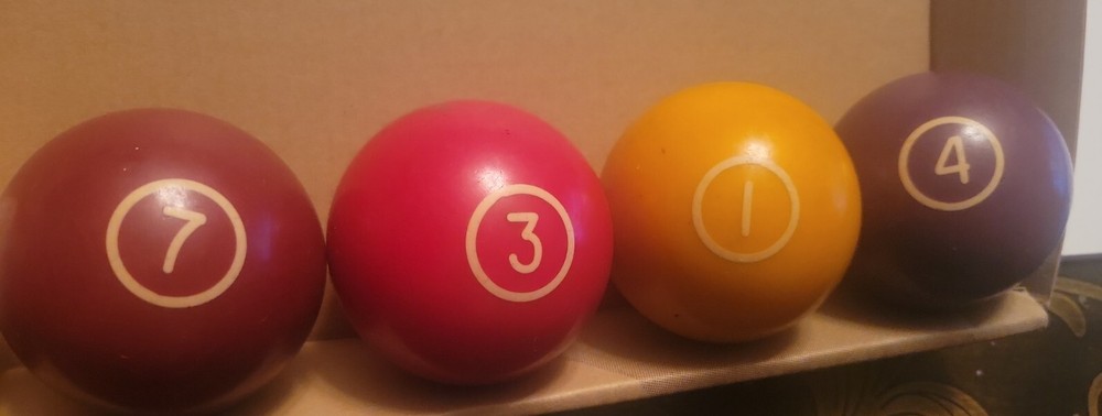 Vintage Double Circle Billiard Pool Balls replacement 1, 3, 4, 7
