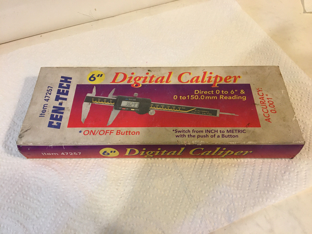 CEN-TECH 6" Electronic Digital Caliper Item 47257 with case, box, & instructions