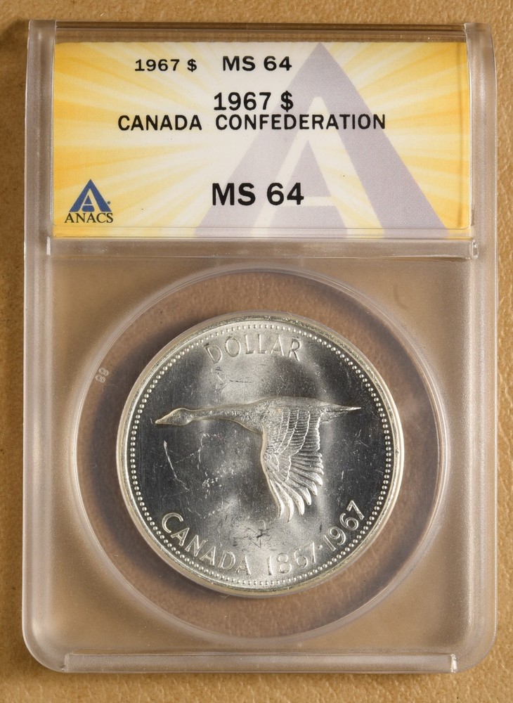 1967 Canada Silver Dollar ANACS MS64