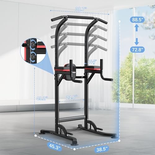 Pull Up Bar, Multi-Function Pull Up Dip Bar Station, Home Gym Workout Black