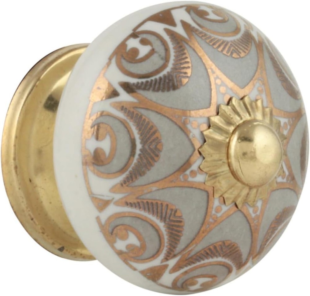 Kitchen Cabinet Knobs Boho Dressing Drawer Pull Handle Grey Ceramic Cupborad ...