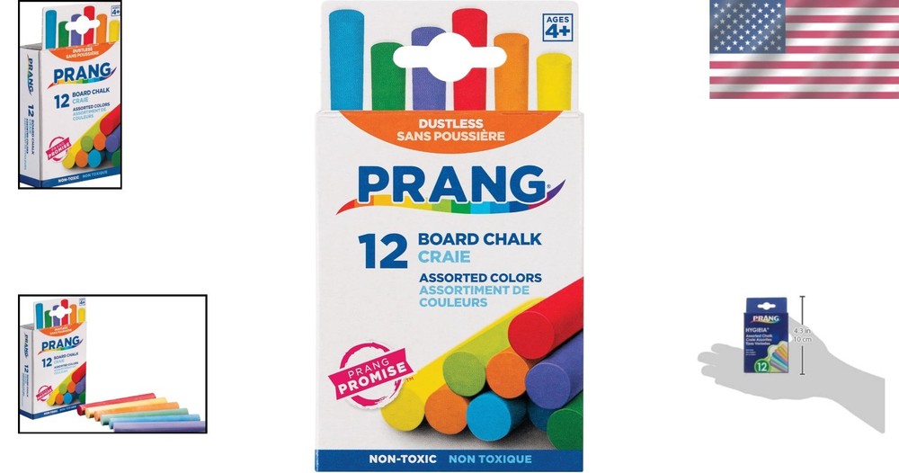 Kid-Safe Assorted Chalk Sticks - 12 Count for Effortless Classroom Creativity