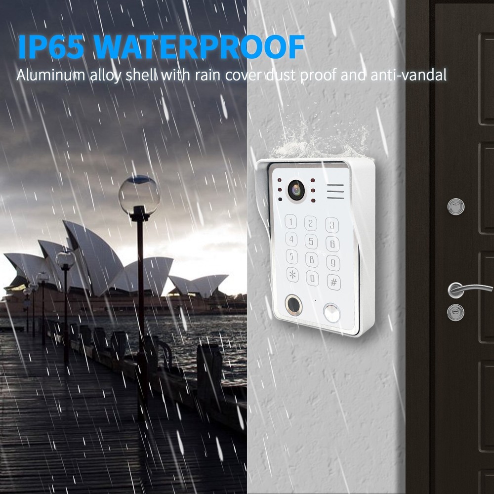 7" Touch Wired Video Door Phone Intercom, 1080P Doorbell System