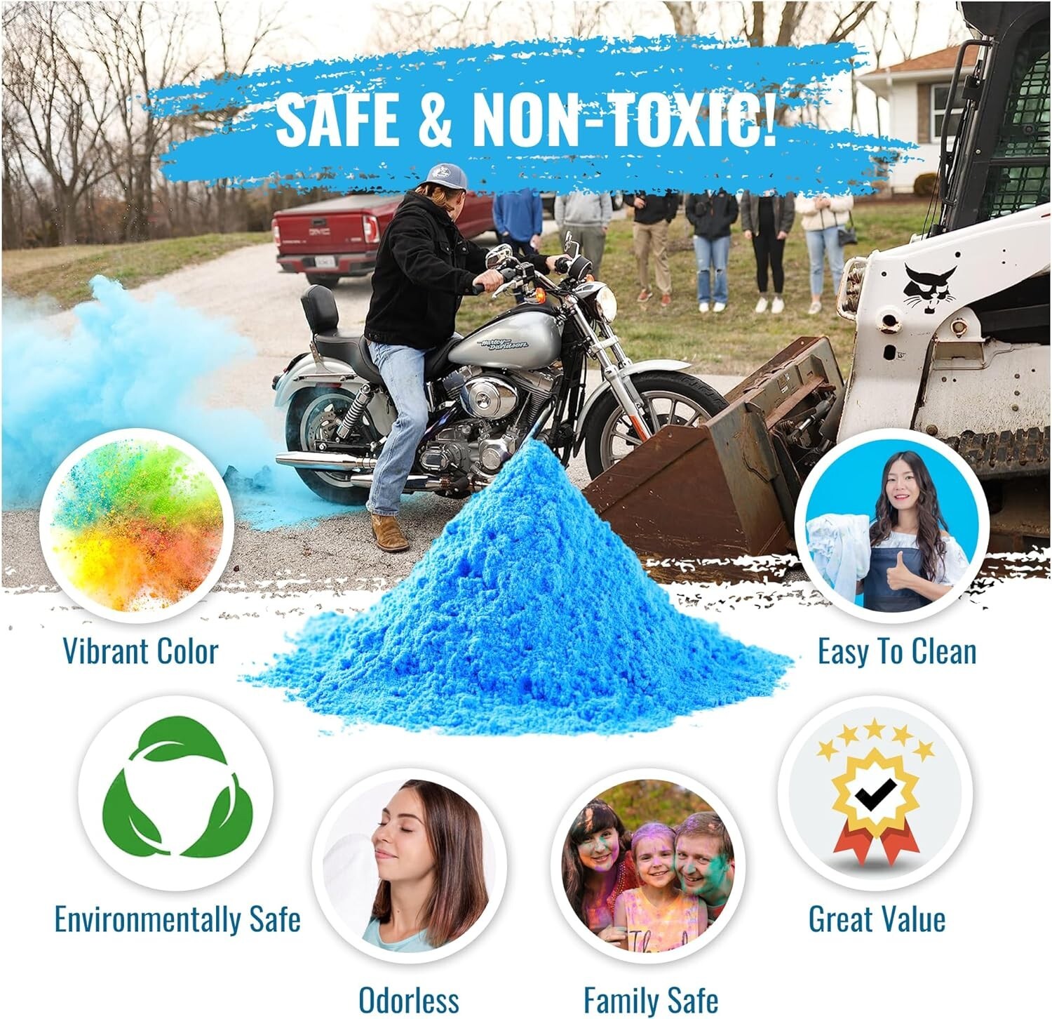 Color Blaze Black Out Gender Reveal Blue Colored Powder Burnout (2lbs Blue)