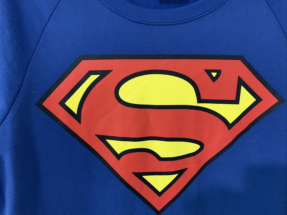 New SUPERMAN SWEATSHIRT TOP Halloween LARGE Soft Inside Pullover NWT
