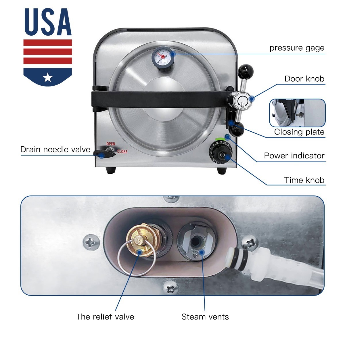 Autoclave Sobremesa Clase N/B con Secado Esterilizador Vapor para Clínica Dental