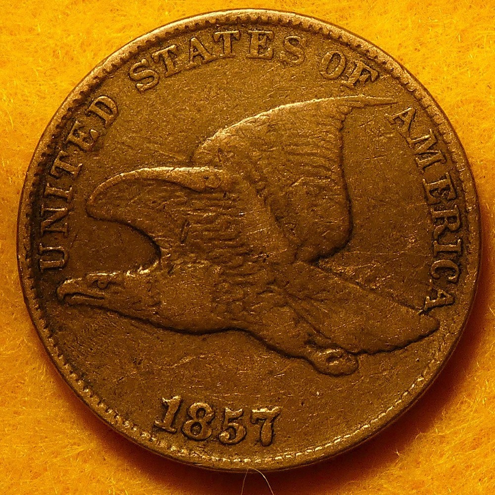 1857 Flying Eagle Cent with nice feather details