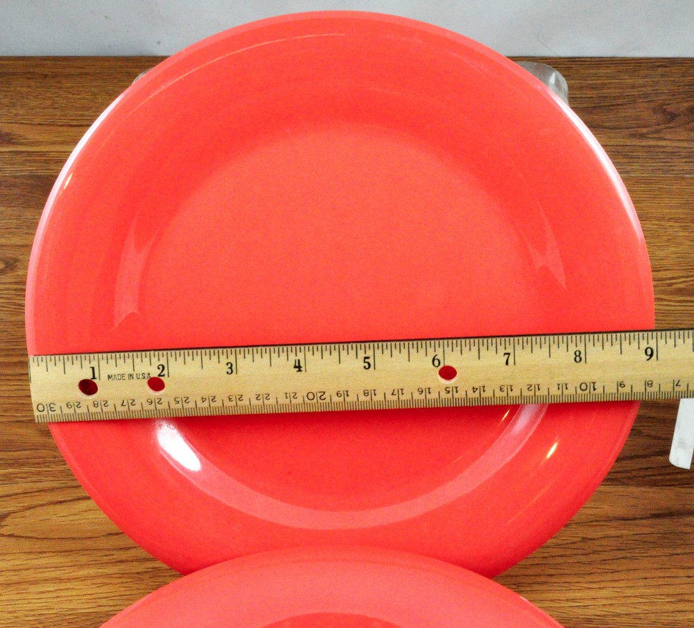 Set of Three (3) Camping Stackable G.E.T. Melamine Grapefruit Pink Dinner Plates