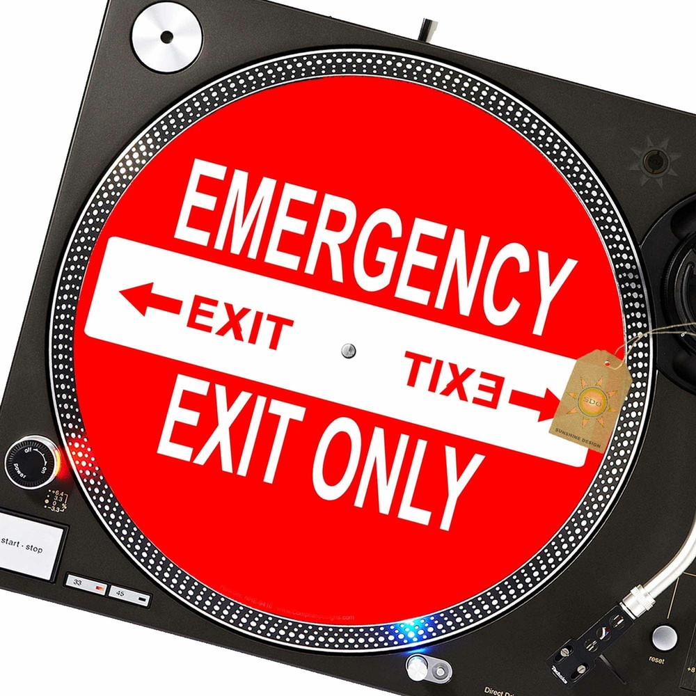 Emergency Exit Turntable Slipmat GLOW BLACKLIGHT 12 inch for