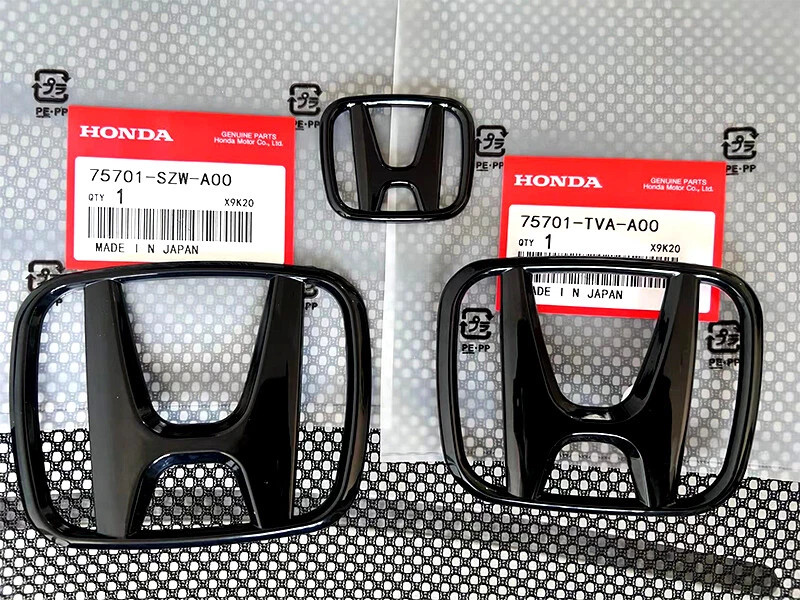 3PCS Gloss Black Emblem Steering Front Rear Badge For Honda Accord Sedan 2018-22