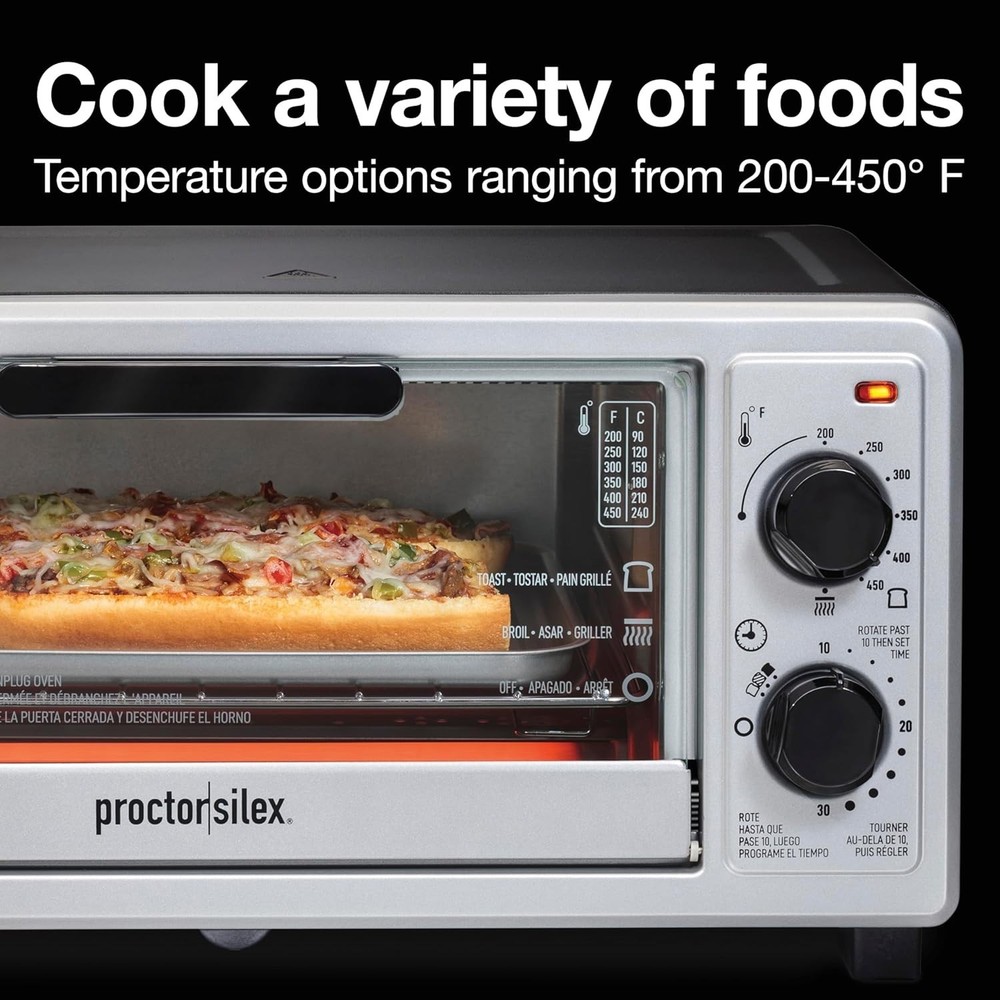 4 Slice Countertop Toaster Oven, Multi-Function with Bake, Toast and Broiler,...