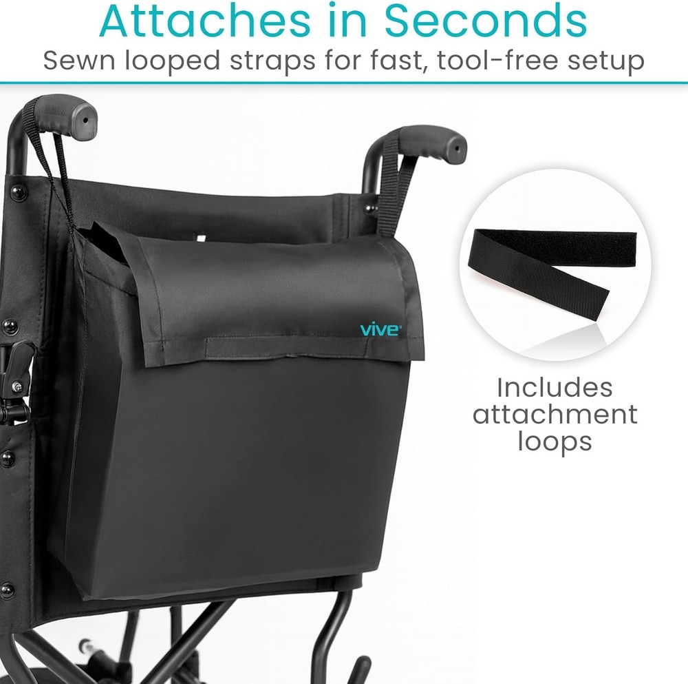 Wheelchair Bag Universal Storage Backpack for Walker Rollator Hangs on Back