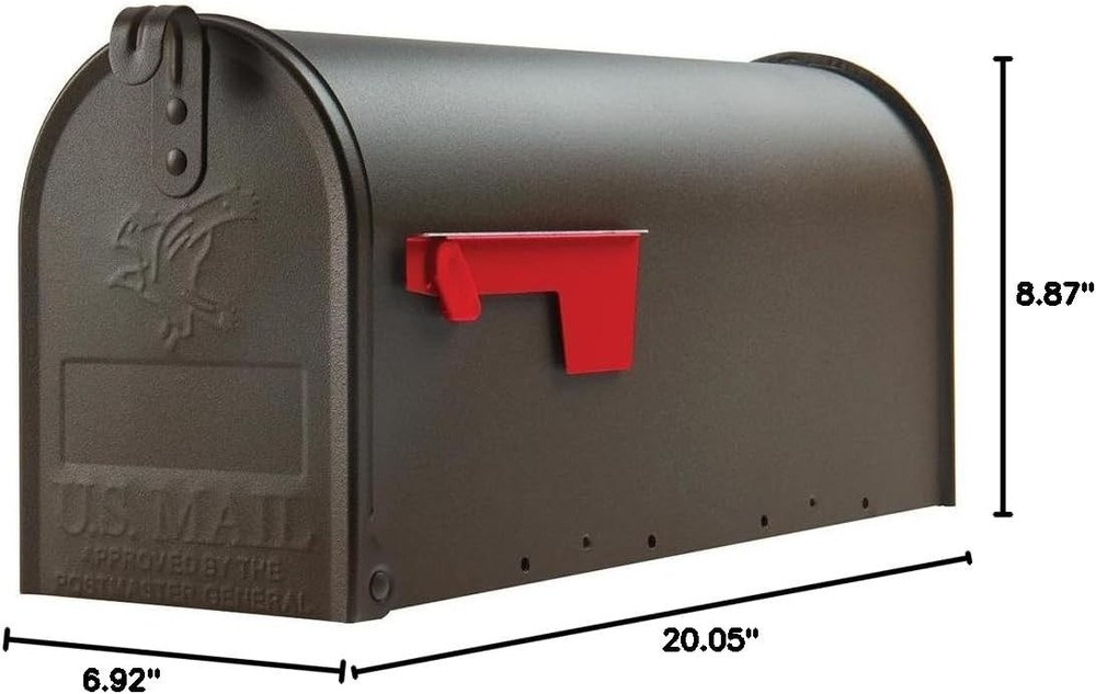 Stylish Post-Mount Mailbox with Flag - Medium Galvanized Steel, Fully Assembled