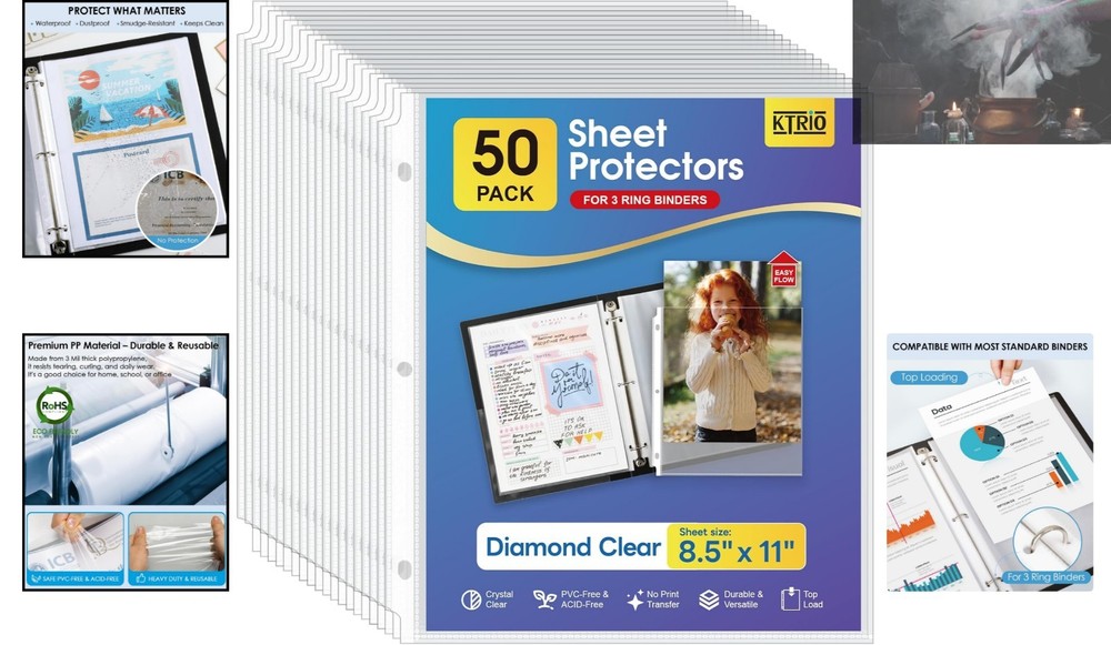 Versatile Clear Plastic Page Protectors - 50 Count, Letter Size, Writable