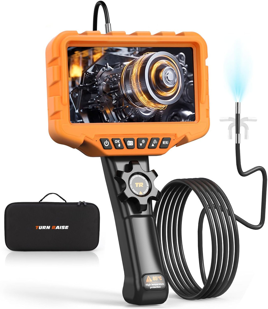210° Articulating Borescope with Light, 7" IPS Camera, 5.3FT Flexible Cable