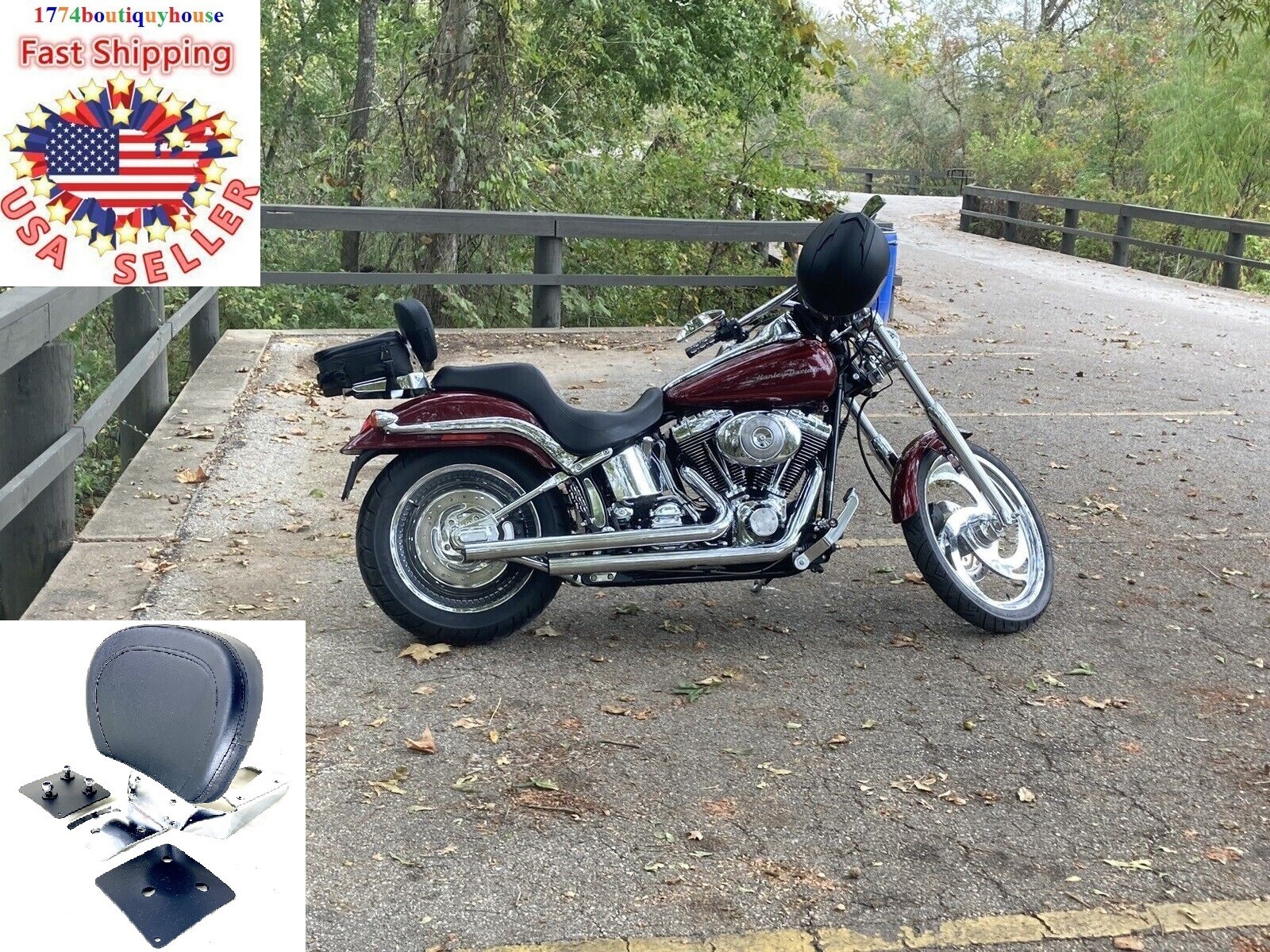 NEW Tall Backrest SISSY BAR LUGGAGE RACK Harley Softail Deuce 00-2007 51114-02HD