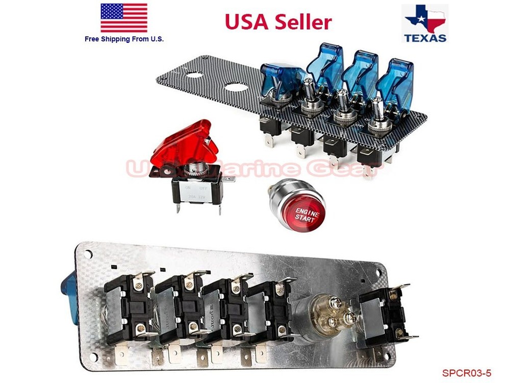 Racing Car 12V Ignition Switch Engine Start Push Button LED Toggle Panel Blue