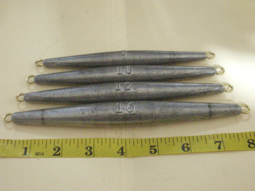 7 PCS. HIGH SPEED INLINE TROLLING SINKER/CIGAR TROLLING, 8 OZ. W/BRASS EYELETS