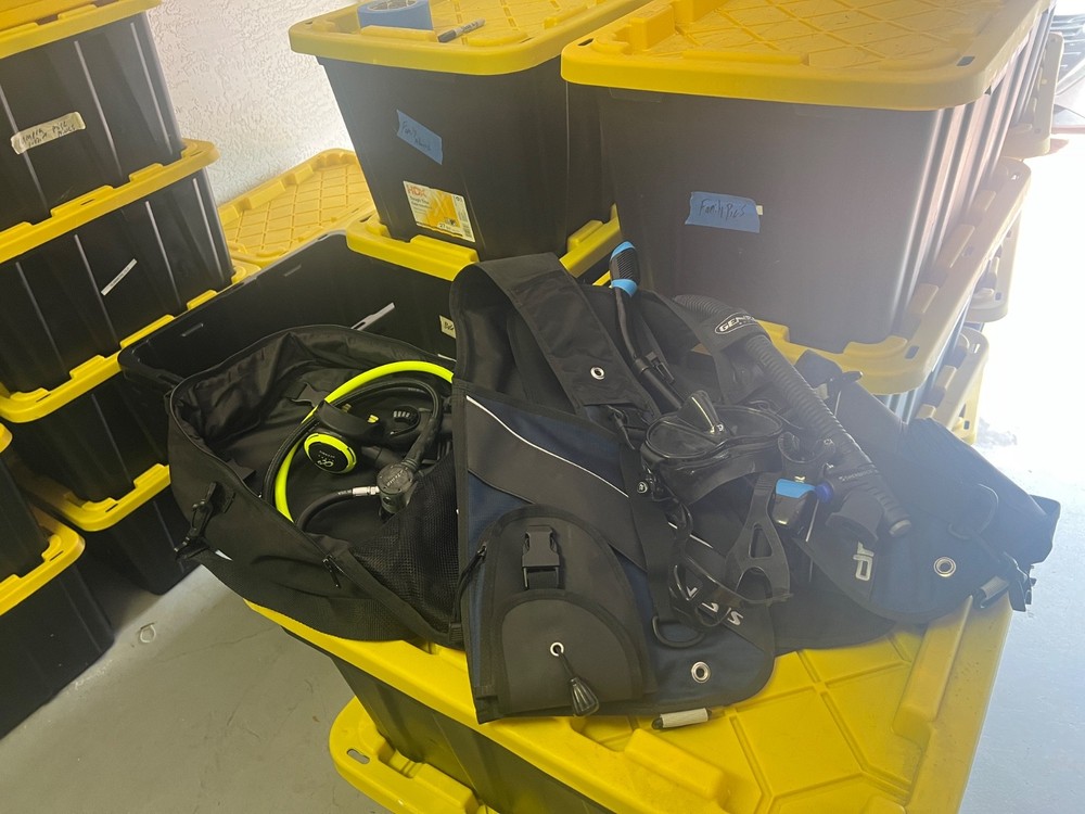 scuba diving equipment set