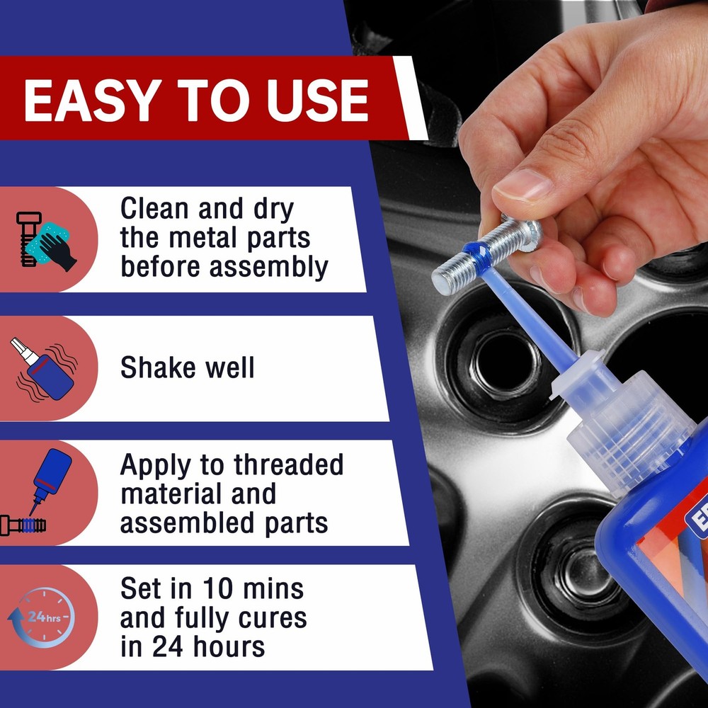 EPASUN Threadlocker Blue and Red, 50mlx2 Thread Lock Medium Red