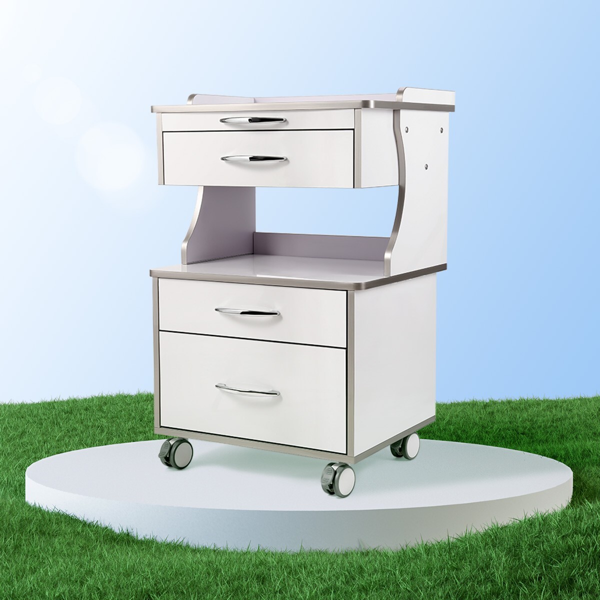 Dental Cart Storage Cabinet 3Drawers Mobile Utility Cart Medical Cabinet Trolley