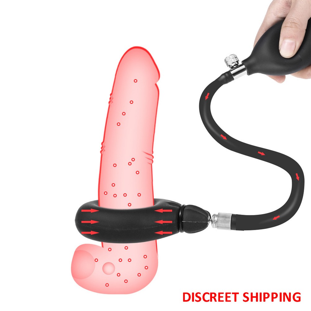 Inflatable Penis Ring Pump Male Enhancer Ejaculation Delay Cock Ring Erection