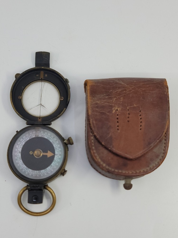 1918 US Engineer Corps WWI Compass C-E No 27812 Solid Brass Antique With Case