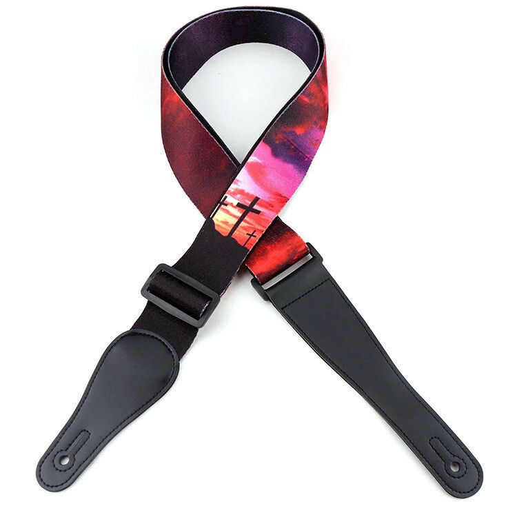 Cross Sunrise Polyester Adjustable Guitar Strap Electric Christ Free Tracking