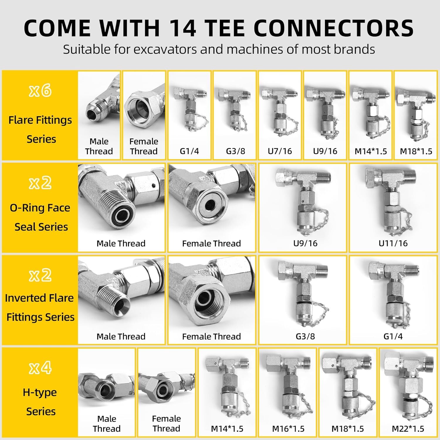 60Mpa Hydraulic Pressure Test Kit 5 Gauges 13 Couplings 14 Tee Connectors 5 Hose