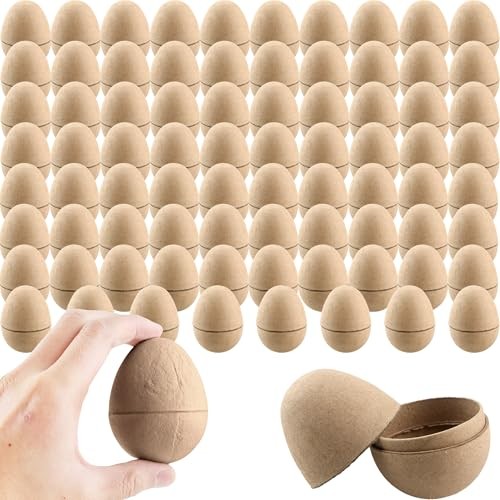 80 Pcs 3 Inch Paper Mache Easter Eggs Fillable DIY Easter Eggs Cardboard