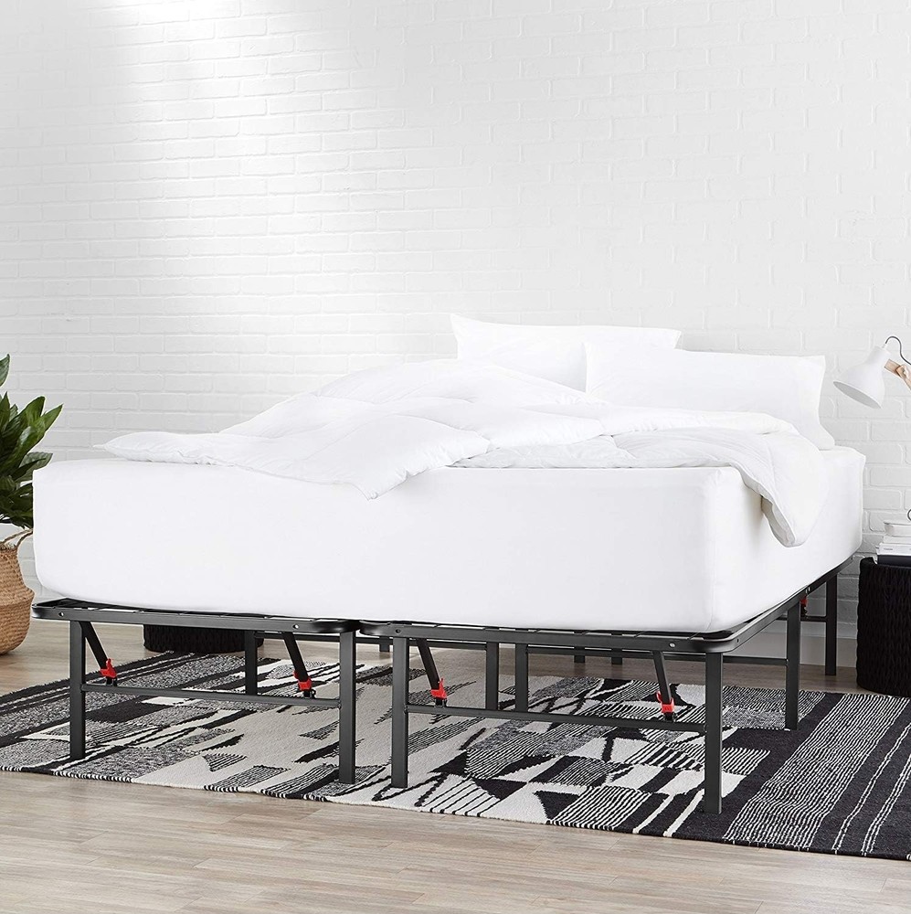 Bed Frame with Storage,Foldable Metal Platform,Sturdy Steel,No Box Spring Needed