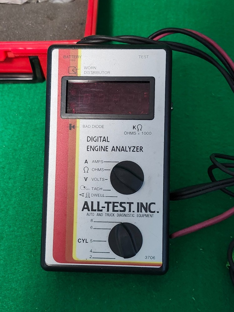 VINTAGE Alltest Digital Engine Analyzer 3706 W/ Red Case Diagnostic Machine Tool