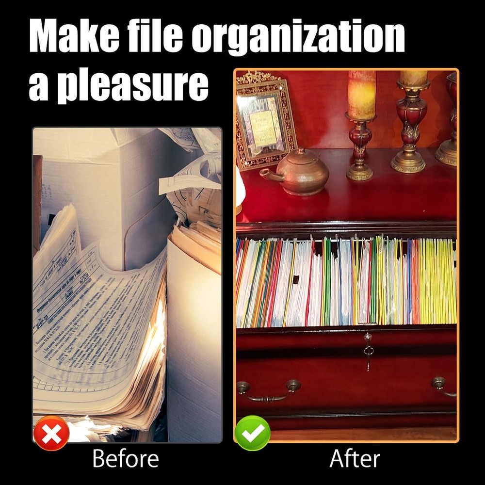 Hanging File Folder Tabs 60PCS Plastic Hanging Folder Labels and Inserts Clea...