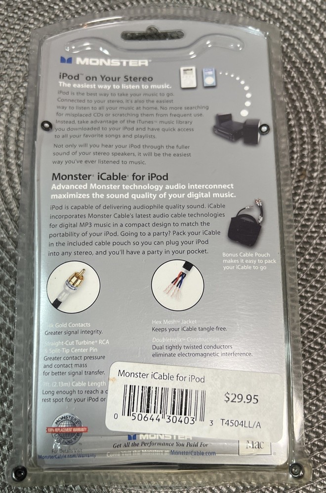 Monster iCable Stereo Cable For iPod and Mac 7ft Cable