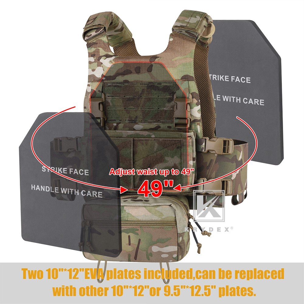 KRYDEX Low Vis Slick Molle Plate Carrier & Tactical Placard Holder & Drop Pouch