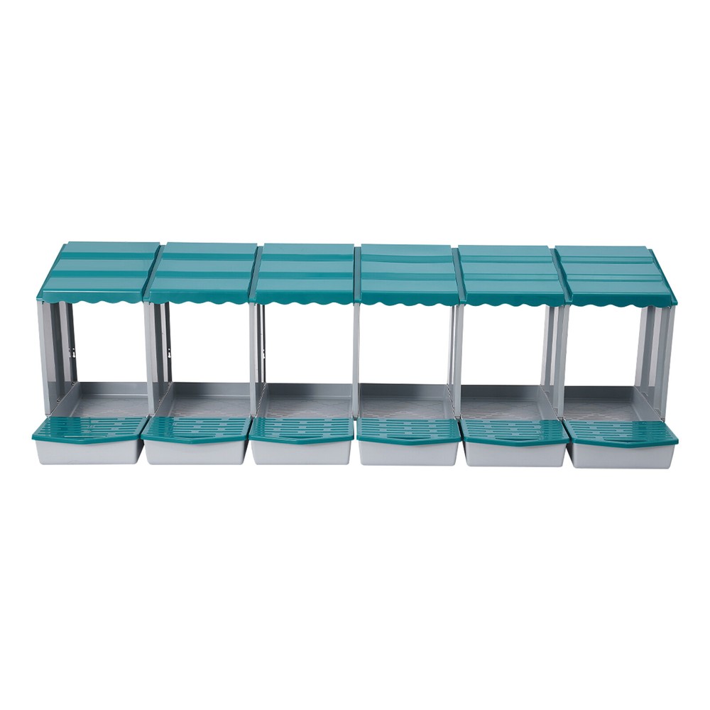 6 Compartments Chicken Laying Boxes with Egg Collection Nesting Boxes Green US