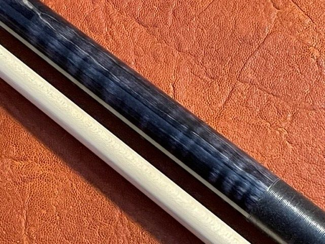 Carl Giuli Custom Stained Curly Maple Pool Cue. Notched Diamond. Maple Shaft.