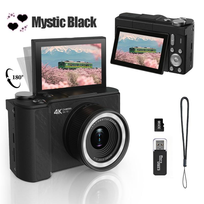 4K Digital Camera for Photography, Y2K Foldable Screen Portable Vlogging Camera