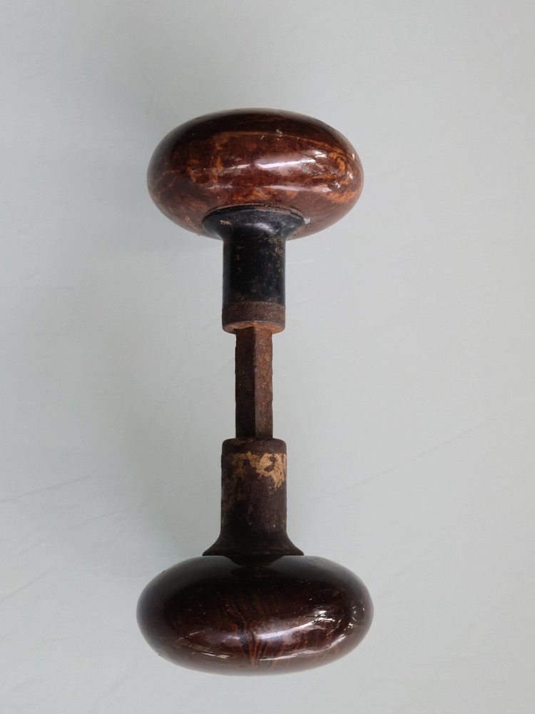 Antique Brown Porcelain Or Pottery Glazed Door Knobs 2