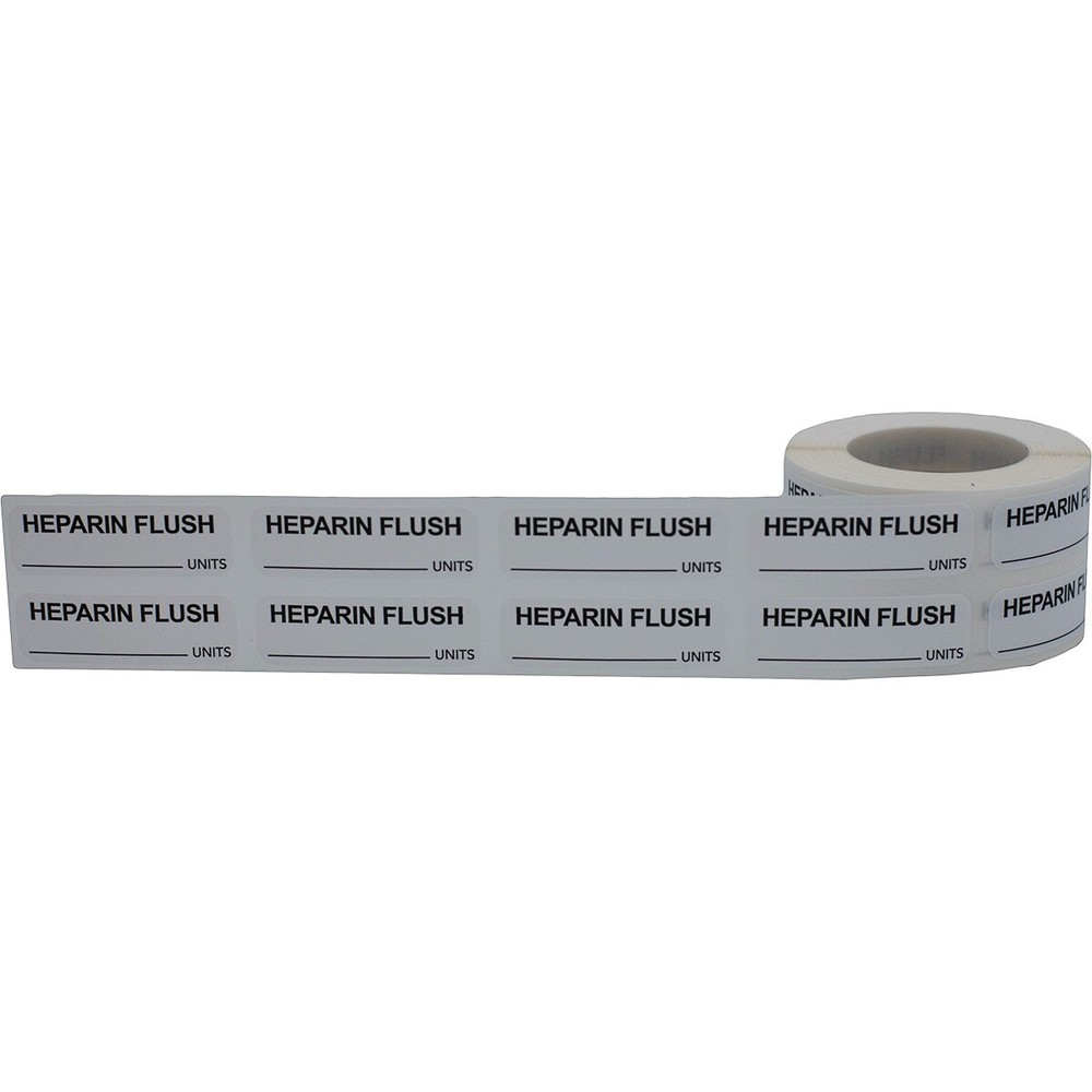 Heparin Flush Labels | 0.5″ x 1.5″ Rectangle - 500 Pack