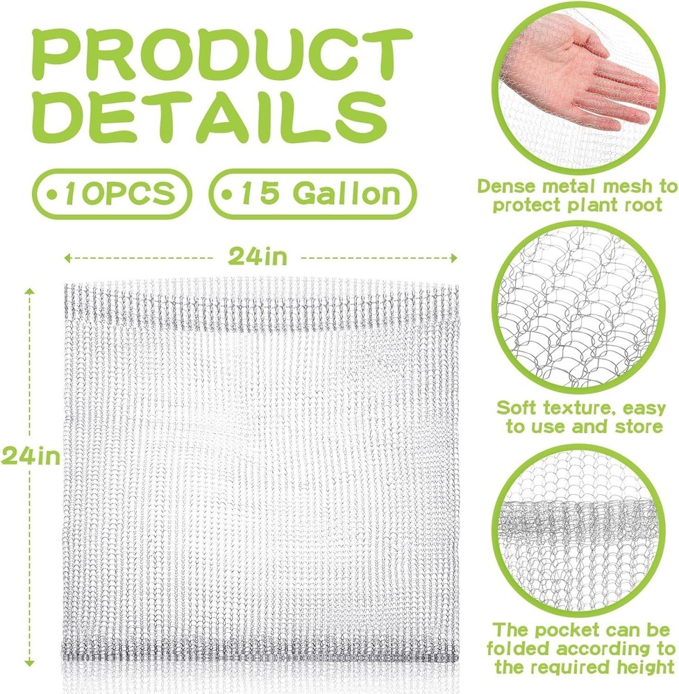 10 Pack 15 Gallon Root Guard Gopher Proof Wire Mesh Basket for Underground