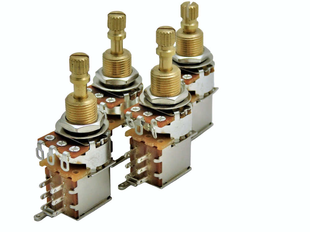 A500k PUSH PUSH SHORT SPLIT SHAFT AUDIO TAPER POTENTIOMETER DPDT